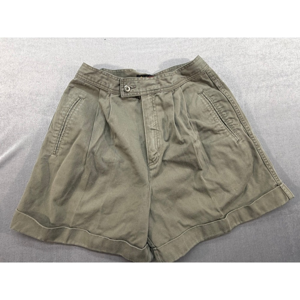 Liz Sport 100% Cotton Women Shorts Olive Green Khaki Size 8